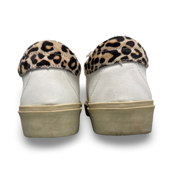 ShuShop Reba White Leather Platform Sneaker with Star Leopard Print Women’s 6.5 - Picture 6 of 9